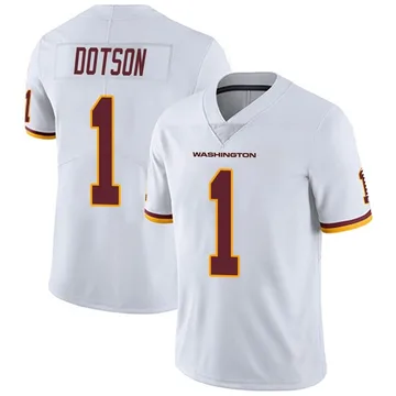 men's & youth Football Commanders Uniform #1 Jahan Dotson Jerseys White  90th Years Limited Shirts